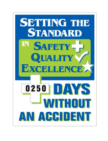 "Jumbo Dial-A-Day Safety Scoreboard" from Clement, featuring the text 'Setting The Standard' and a dial system to track days without an accident.