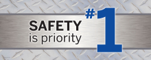 Safety is Priority #1 workplace awareness banner made of durable 20oz vinyl with stitched hems for high-visibility safety messaging.