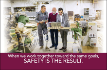 Banner promoting proactive effort for safety, continuous focus, and awareness.