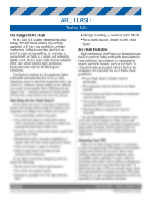Electrical Safety Arc Flash Toolbox Talk training sheet featuring meeting points and an employee quiz.