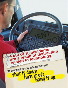 Four Out of Ten Accidents Safety Poster featuring a high-impact statistical warning to promote defensive driving habits among fleets.