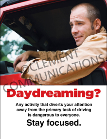 Daydreaming Safety Poster highlighting the importance of situational awareness and staying focused on the job.