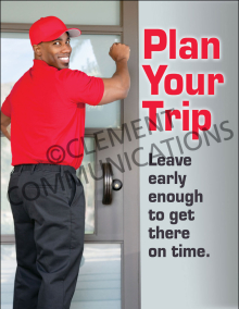 Plan Your Trip Safety Poster providing a clear reminder for commercial drivers to map out routes and check conditions before traveling.