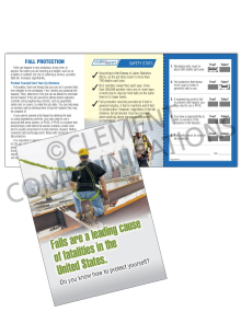 Fall Protection - Heights Safety Pocket Guide with Quiz Card featuring a tri-fold safety information layout and an interactive scratch-off employee quiz.