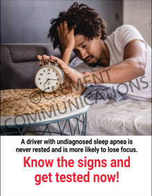 Sleep Apnea Safety Poster highlighting health awareness and driver fatigue prevention tips for fleets.