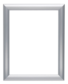 8.5" x 11" Silver Snap-Open Aluminum Poster Frame featuring a front-loading design and protective acrylic cover for safety messages and stats.