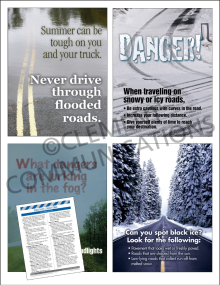 Driving Safety Focus Pack 7: Weather Conditions safety posters and meeting guide set by Clement