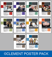 A bundle of workplace posters addressing incivility, featuring messages on professional behavior, respectful communication, and fostering a positive team environment.