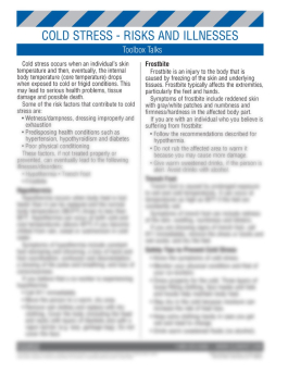 Cold Stress Risks & Illnesses Toolbox Talk | Winter Safety | Clement