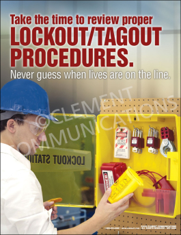 Review Proper Lockout/Tagout Procedures Poster | LOTO Safety | Clement