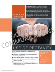 Workplace Incivility - Use of Profanity safety poster addressing disruptive workplace behaviors and promoting a professional, respectful environment.