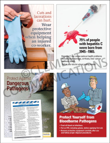First Aid Focus Pack 2: Bloodborne Pathogens safety posters and meeting guide set by Clement