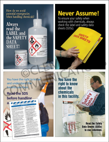 Chemical HazCom Focus Pack 4: SDS safety posters and meeting guide set by Clement