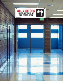 All Visitors Corrugated Ceiling Sign