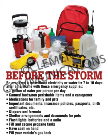 Before The Storm Hurricane Emergency Supplies Safety Poster