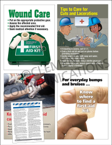 First Aid Focus Pack 4: Cuts, Bumps & Bruises safety posters and meeting guide set by Clement