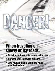 Danger! Snowy and Icy Roads Safety Poster