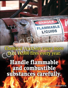 Chemical reactions cause more than 14,000 fires every year chemical safety poster