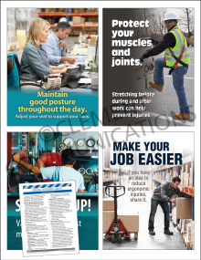 Ergonomics Focus Pack 1: General Ergonomics safety posters and meeting guide set by Clement