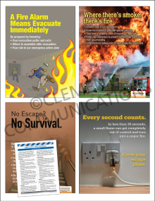 Emergency Preparedness: General Fire safety posters and meeting guide set by Clement