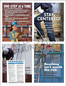 Ladder Focus Pack 1: 3 Points of Contact safety posters and meeting guide set by Clement