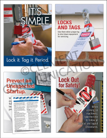 Specialty Focus Pack 3: Lockout Tagout safety posters and meeting guide set by Clement