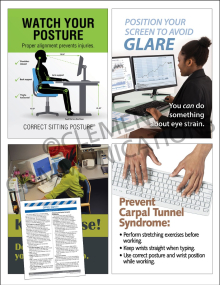 Ergonomics Focus Pack 4: Office Safety posters and meeting guide set by Clement