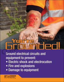 Electrical safety poster titled "You're Grounded" featuring a message about proper grounding and electrical hazard prevention.