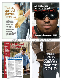 PPE Focus Pack 1: Personal Protective Equipment safety posters and meeting guide set by Clement