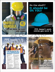 PPE Focus Pack 2: Personal Protective Equipment safety posters and meeting guide set by Clement
