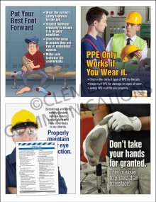 PPE Focus Pack 3: Personal Protective Equipment safety posters and meeting guide set by Clement