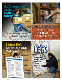 Ergonomics Focus Pack 5: Safe Lifting safety posters and meeting guide set by Clement