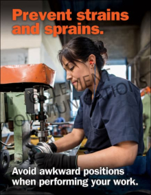 Prevent Strains and Sprains Ergonomic Safety Poster