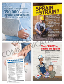 First Aid Focus Pack 5: Sprains & Strains safety posters and meeting guide set by Clement
