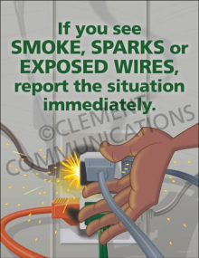 Report Smoke Sparks Exposed Wires Electrical Safety Poster