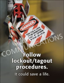 "LOTO - Could Save a Life" lockout tagout safety poster from Clement, reinforcing the importance of following energy isolation procedures.