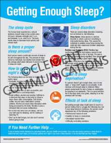 "Health and Wellness - Getting Enough Sleep" safety poster from Clement, emphasizing the importance of getting 8 to 8.5 hours of sleep for alertness.