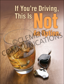 "Winter Hazards - Drunk Driving" fleet safety poster from Clement, warning against the dangers of impaired driving on icy and snowy roads.