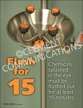 Flush for 15 Eyewash Station Chemical Safety Poster