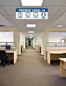 Prevent Covid-19 Corrugated Plastic Ceiling Signs