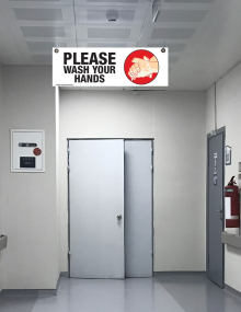Please Wash Your Hands Corrugated Plastic Ceiling Sign