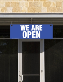 We Are Open Corrugated Ceiling Sign