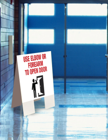 Use Elbow or Forearm to Open Door Indoor Floor Sign