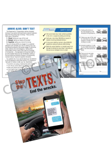 Driving Safely – Stop the Texts – Safety Pocket Guide with Quiz Card