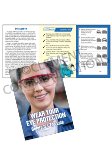Eye Protection - Safety Goggles Safety Pocket Guide with Quiz Card