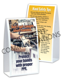 Hand Protection - Caught Table-top Tent Cards