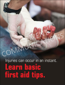 Learn Basic First Aid Tips Poster