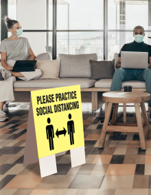 Please Practice Social Distancing Indoor Floor Sign