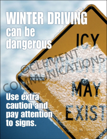 Winter Hazards - Driving Signs - Poster