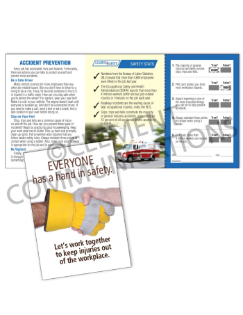 Accident Prevention - Hands - Safety Pocket Guide with Quiz Card